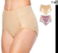 SMALL Rhonda Shear PANTY Mesh Overlay PANTY BEIGE SPANDEX STRETCH 663 Panties