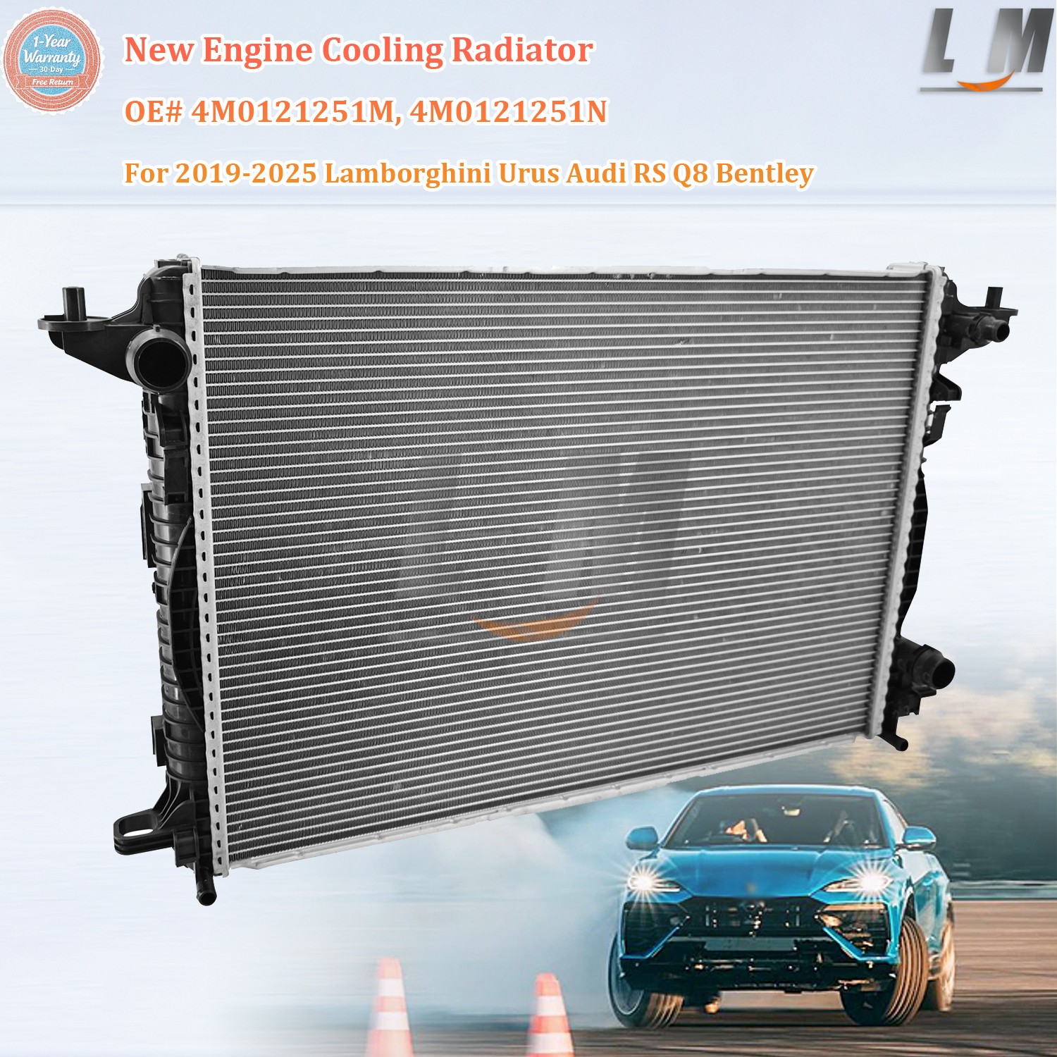 Engine Cooling Radiator 4M0121251M For 19-25 Lamborghini Urus Audi RS Q8 Bentley