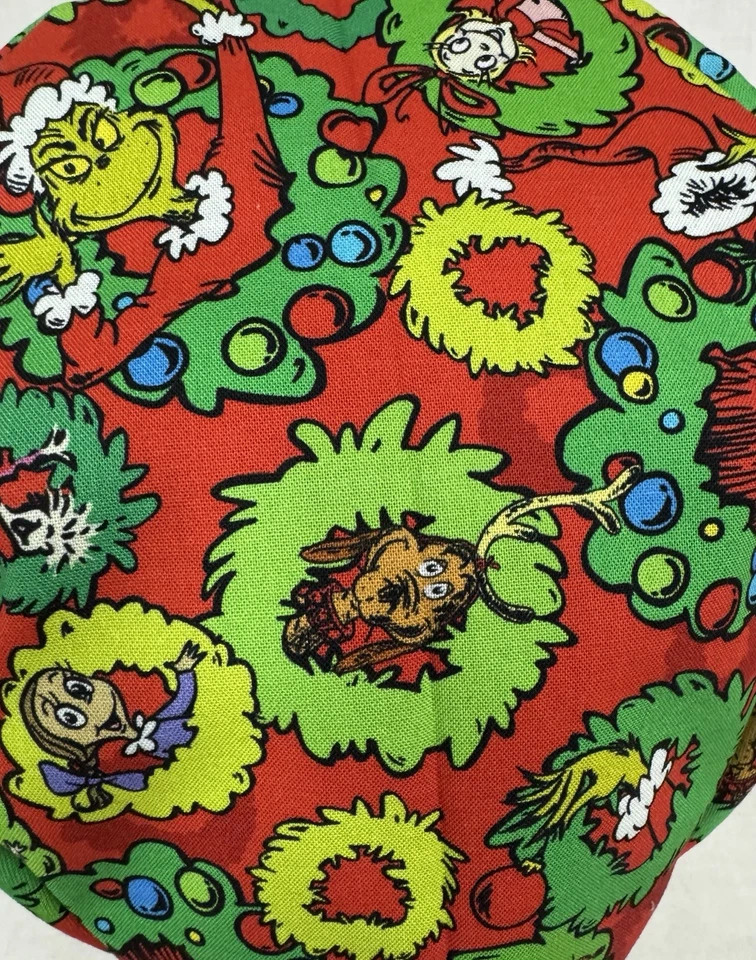 Men/Women Surgical Scrub Cap Lined Holiday Christmas Ugly Green Guy 100% Cotton - Image 2 of 3