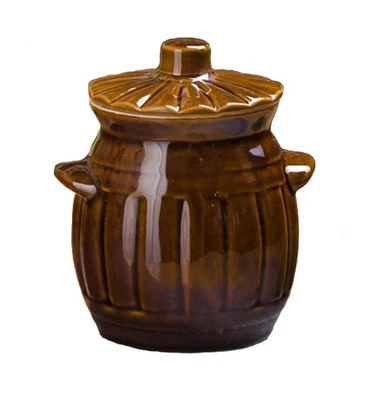 Pot pour choucroute en grès Pot en terre cuite 1,2 L avec couvercle - Photo 1/4