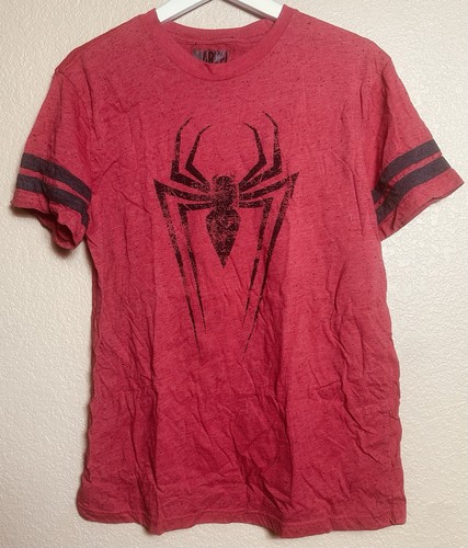 Marvel Spider-Man Logo T-Shirt Men's Large Red Distressed Superhero Comic
