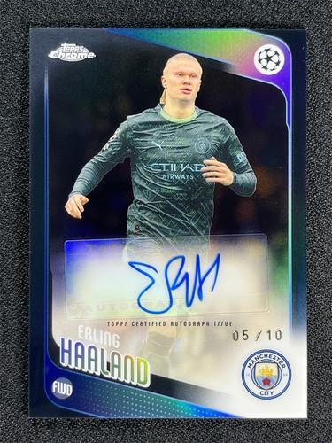 2025-26 Topps Chrome UEFA Erling Haaland #CA-EH Black Refractor Auto /10