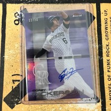 2016 Topps Finest Corey Dickerson Purple Refractor Autograph 12/30 Rockies Match