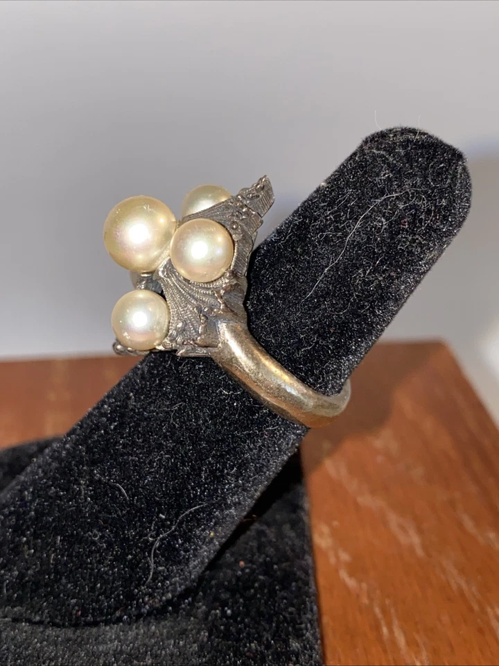 ELEGANTE ANILLO PERLA MAJORICA CRUZ TALLA 6.5 Foto 2 de 4