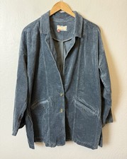 Anthropologie Pilcro Washed Corduroy Blazer Boxy Oversized Slouchy Blue SMALL