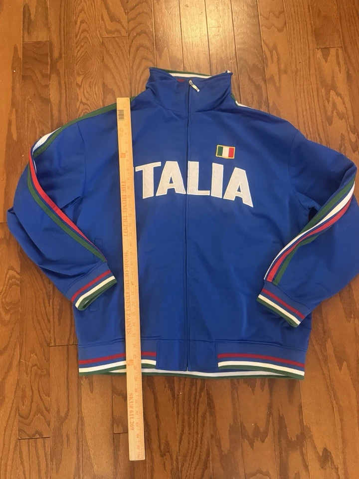 Futbol Italia Track Jacket Zip Up Blue Tricolor Stripes Logo Men’s Sz XXL Soccer - Image 4 of 4