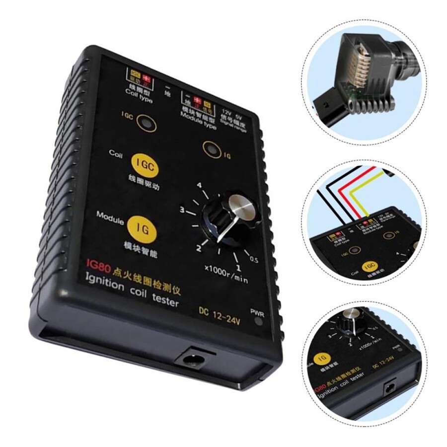 Black Ignition Coil Detector Tester Natural Gas 24V Gasoline Ignition Coil Test
