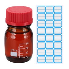 Round Media Storage Bottles, 100ml Thickened Glass Graduated Round Bottles wi...