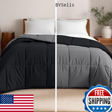 Bare Home King/Cal King Comforter Reversible Black/Grey Goose Down Alternative
