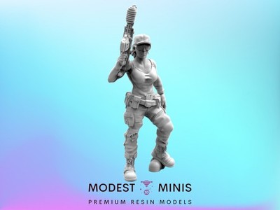 Female Rookie Grace Barrejo - Resin Sci Fi Alien Predator Mini  | Papsikels
