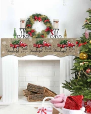 Christmas Red Truck Mantel Scarf for Fireplace 70 x 17 inches Winter Pine Tre...