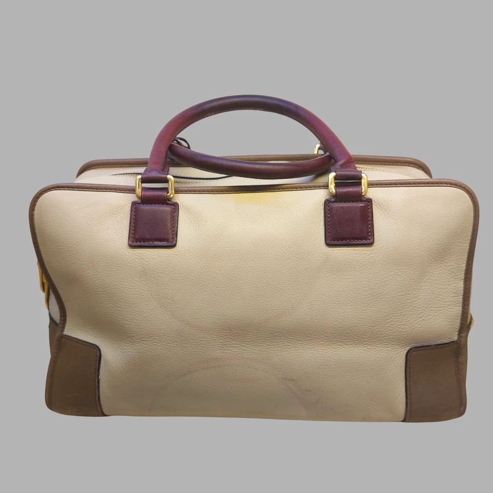 LOEWE Amazona Hand Bag Anagram Leather Beige Brown - Image 3 of 4