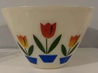 Vintage Anchor Hocking Fire-King Tulip Milk Glass Mixing Bowl Mid-Century 1960s