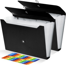 2Pcs Expanding File Folder, 13 Pockets Accordion File Holder Organizer, A4 Lette
