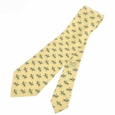 HERMES Tie Horse Pattern 100 Silk Beige Men s 240001191379