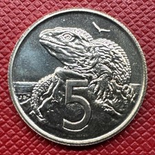 New Zealand 1975 Copper-Nickel 5 Cents. Elizabeth II. High Relief. UNC. KM# 34.1