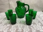 Anchor Hocking - Forest Green Sandwich - 69oz Pitcher 8 1/8" & 6 - 9oz Tumblers