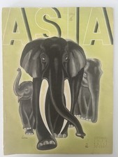 1934 Asia Magazine R Harrer Elephants Art Deco Lusitania Bell Telephone System