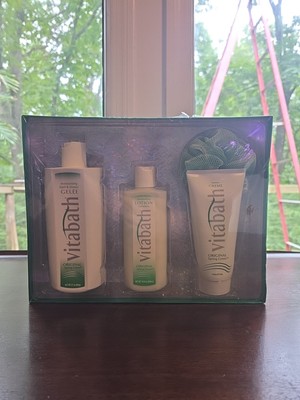   Vitabath Original Spring Green Gift Set Bath Shower Gelee Lotion Sponge Creme