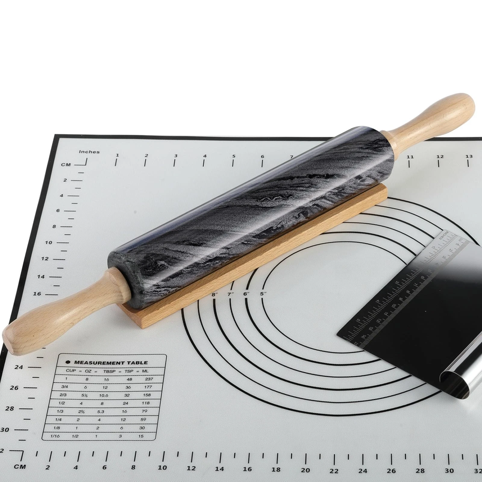 African Natural Marble Rolling Pin, NonStick Polished Dough Roller, Pasta, Du...