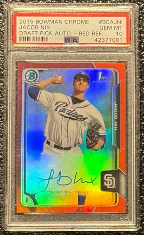 2015 Bowman Chrome Jacob Nix 1st Red Refractor Auto RC /5 PSA 10 GEM Padres