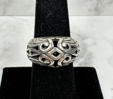Sterling Silver Dome Ring with Intricate Design - Vintage - Size 6.75