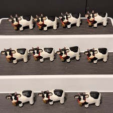 11pc Miniature Holstein Cow Figurines Black W...
