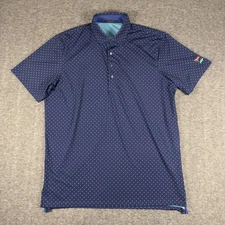 Greyson Polo Shirt Mens XL Navy Dot Print Golf LACC Logo Performance Stretch