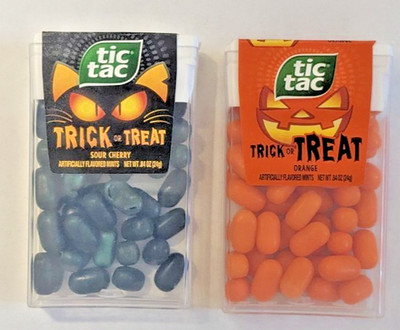 Tic Tac Trick or Treat Black Cat Sour Cherry Pumpkin Orange LIMITED