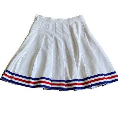 Vintage VARSITY Skirt Pleated Size Girl 8-18 White Striped Cheerleader Tennis