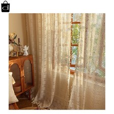 Boho Lace Curtains 84 Inches Long 2 Panels Retro 59"W x 84"L Pack of 2 Beige