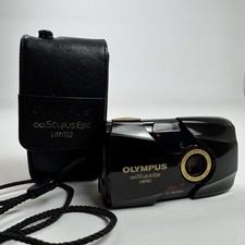 OLYMPUS STYLUS EPIC LIMITED 35mm CAMERA  LEATHER CASE - Burgundy  Gold NICE 