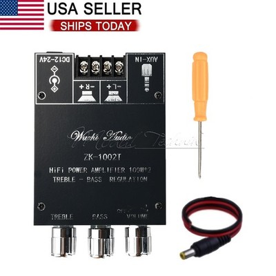ZK-1002T 2.0 Channel Bluetooth Digital Audio Power Amplifier Board 100W+100W US