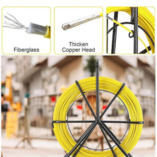 100m Fiberglas Einziehspirale Kabel  Fischband  Einziehhilfe Einziehband 5/6 mm