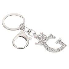 Initial Letter Keychain Letter g Crown Design Charm Silver Tone