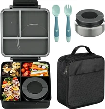 Bento Lunch Box Set for Kids with 8Oz Soup Thermo, Leak-Proof Lunch Containers w