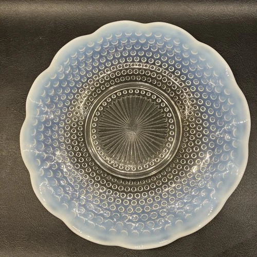 Vintage Moonstone Clear Opalescent 10” Ruffled Sandwich Plate by Anchor Hocking