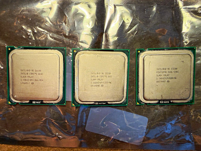 3x Intel Sockel 775 CPUs: Core 2 Quad Q6600, Core 2 Duo E8200, Pentium E2200