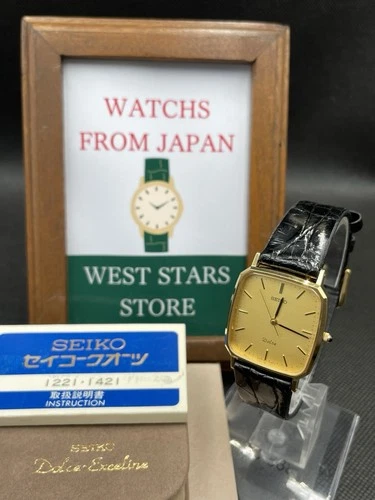 [Mint] Vintage SEIKO Dolce 5E31-5A80 Quartz Gold Men's Watch Box From JAPAN