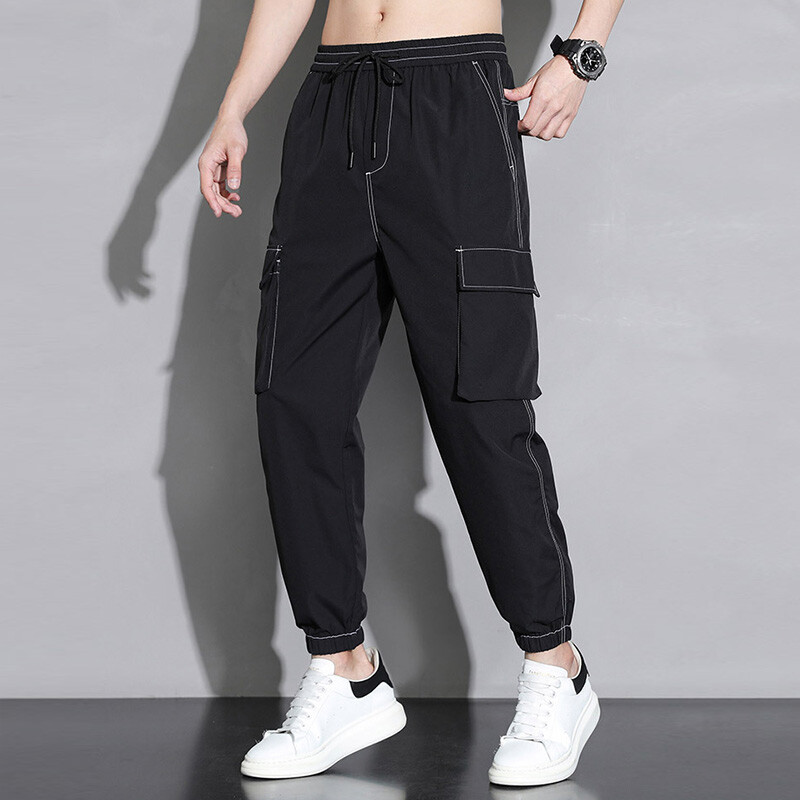 Men's Casual Sports Cargo Pants with Lapel Design