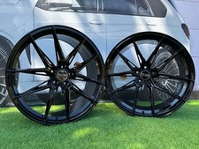 4 x 22 Inch 5x120 HX036 Style Gloss Black Wheels: Fits For BMW F10 F11 F01 F12