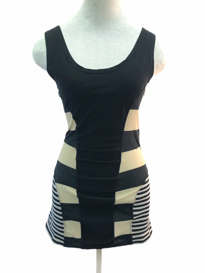 Vestido Bodycon Vintage Anos 90 Jean Paul Gaultier Maille Feminino Listrado Preto - Imagem 2 de 4