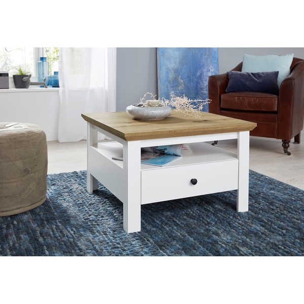 Trendteam Couchtisch Wohnzimmertisch Loungetisch Artisan Eiche Weiß 70X46X70Cm-image