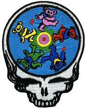 Grateful Dead Steal Your Face Dancing Bears Embroidered Rock Iron on Patch