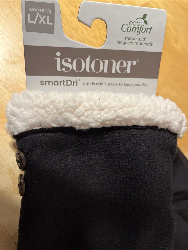 Guantes repelentes al agua de microgamuza ISOTONER para mujer SmarTouch negros L/XL $46 NUEVOS CON ETIQUETAS Foto 2 de 4