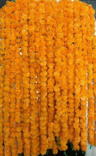 10 Schnüre künstliche gelbe Ringelblumen-Blumen-Diwali-Heimdekorationsgirlande - Bild 1 von 3