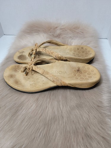 Vionic Bella II Womens Flip Flop Comfort Tan/Cork/Gold Sandal Shoes Size 8 - Picture 3 of 9