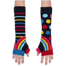 Fingerless Gloves Arm Warmers Black Sleeves Funky Rainbow United Oddsocks Gift