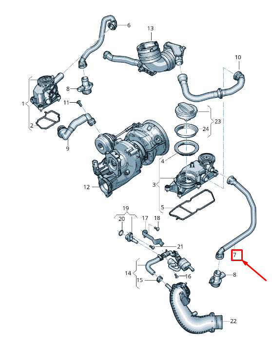 Conduite de reniflard moteur gauche Audi Q7 4M 0P2103282A