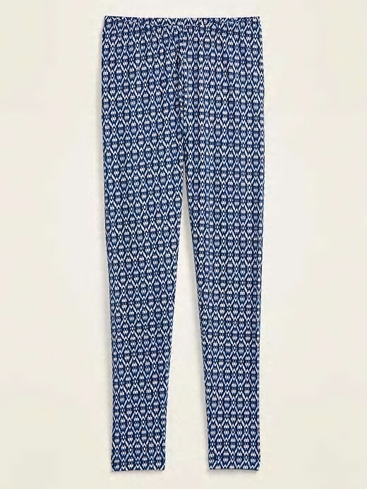 NWT Old Navy Mid-Rise Printed Jersey Leggings Pants Blue Geo Women